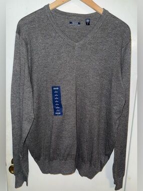 Izod Men's Charcoal Gray Crewneck Sweater Size Lg